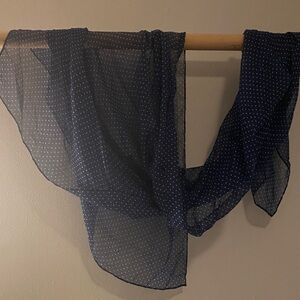 Navy Blue Sheer Polka Dot Scarf